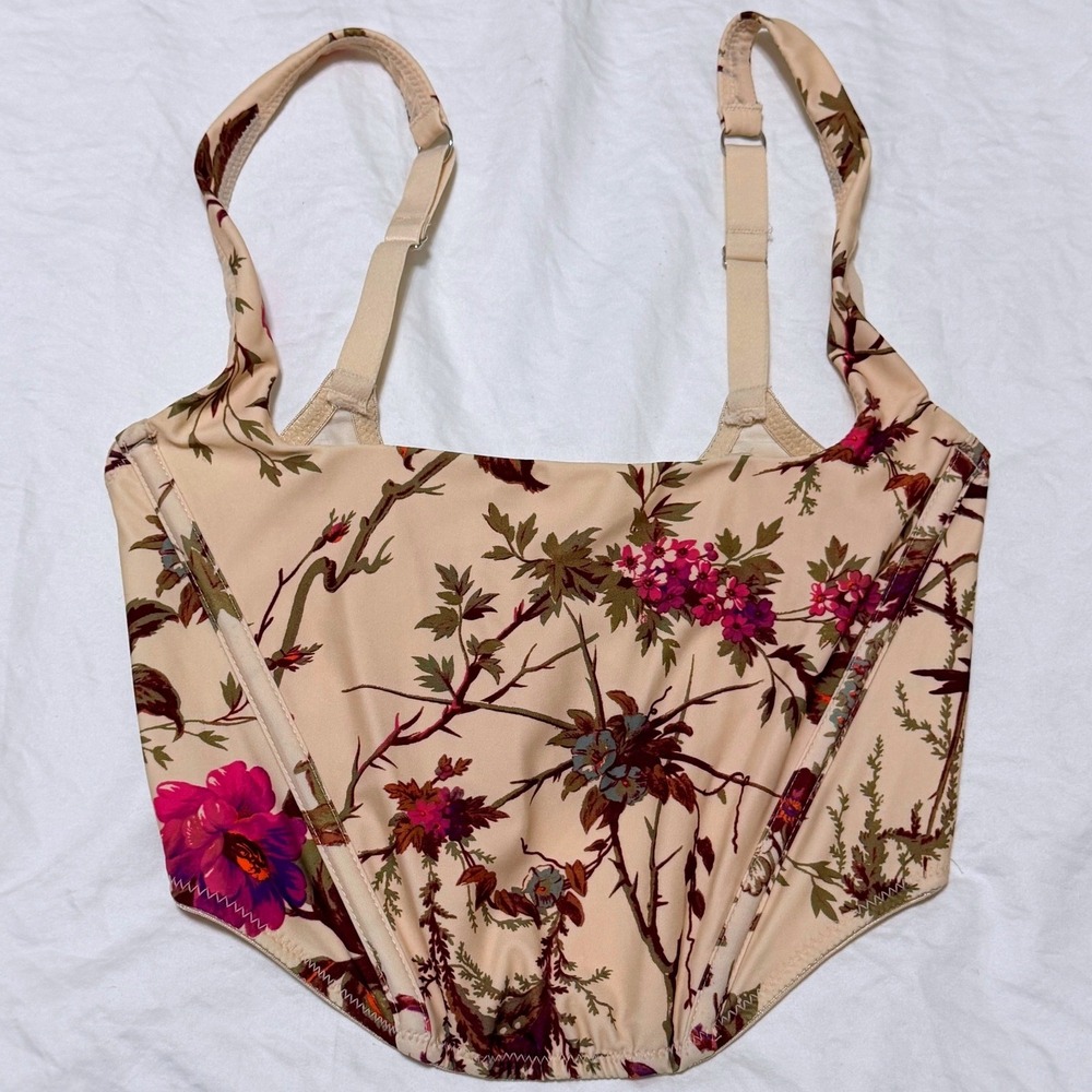 Out From Under Urban Outfitters Corset Top Tan Floral Small S Bustier Coquette